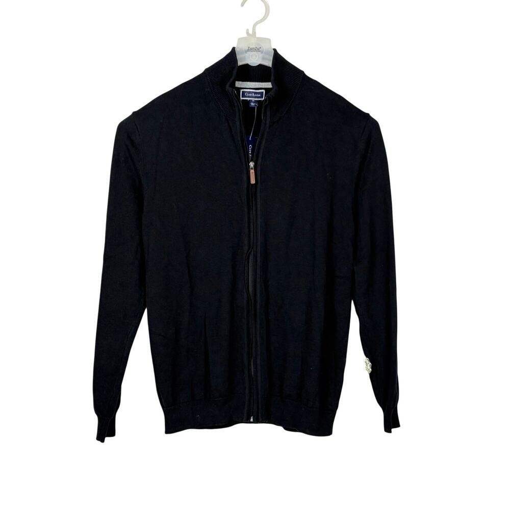 Club Room Black Full Zip Cotton Cardigan Sweater Size XL NWT